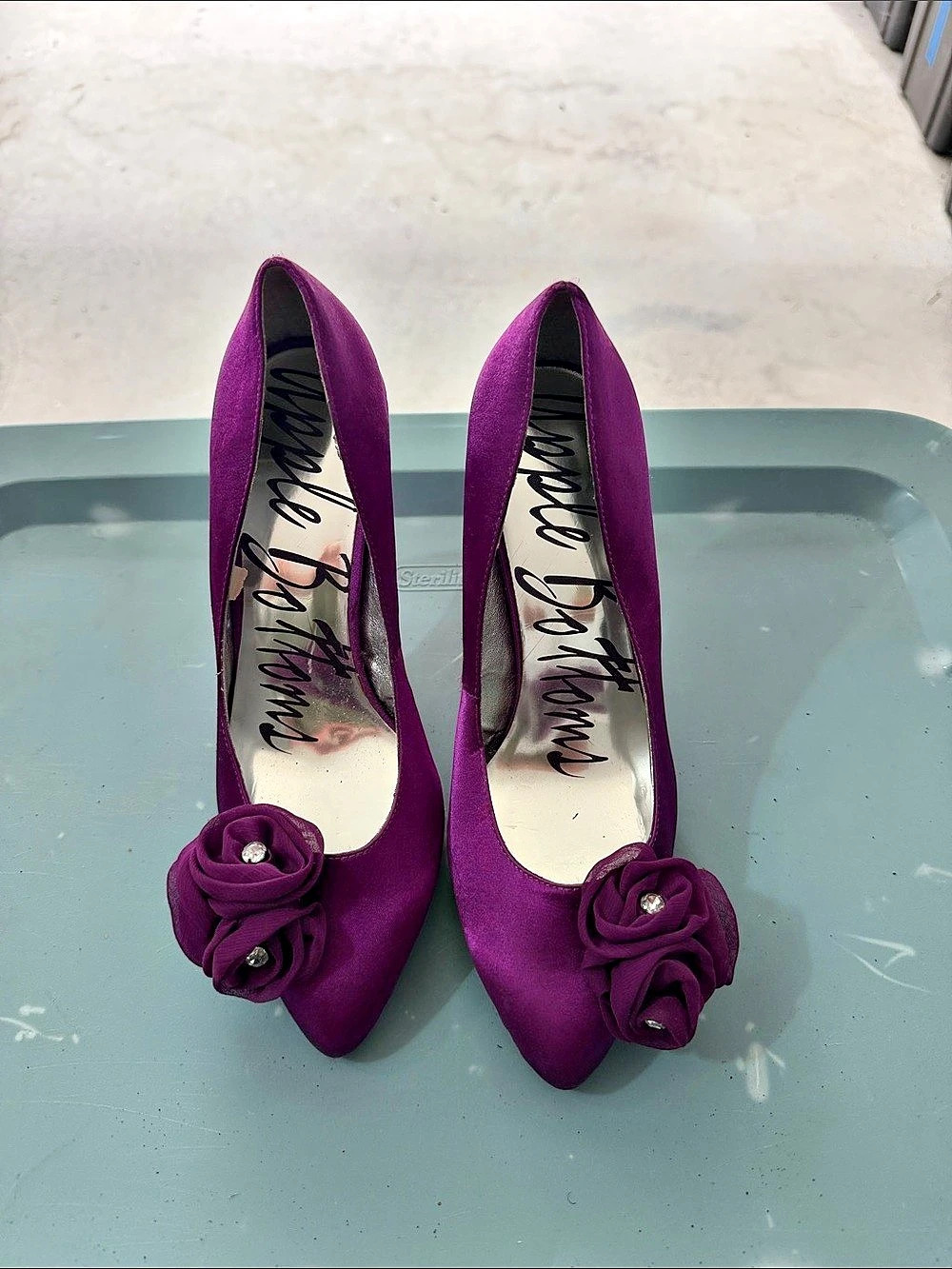 Apple bottom Purple Floral High Heels US 7.5
